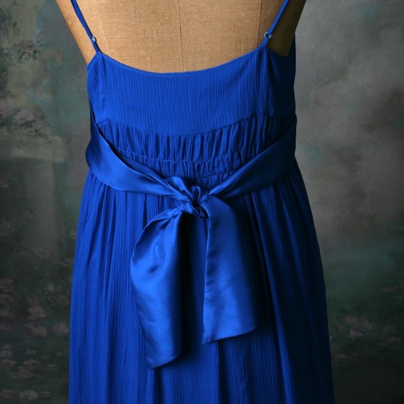 Moulinette Soeurs Anthro Blue Silk Tie Dress Sz10 - Picture 15 of 16